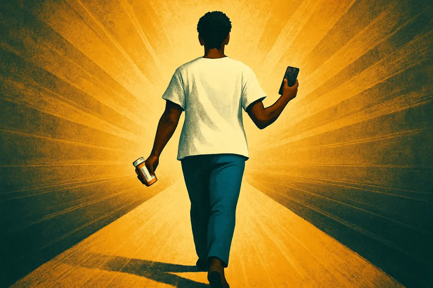 An empowered patient walks confidently forward, symbolizing taking control of their health journey after a recall.