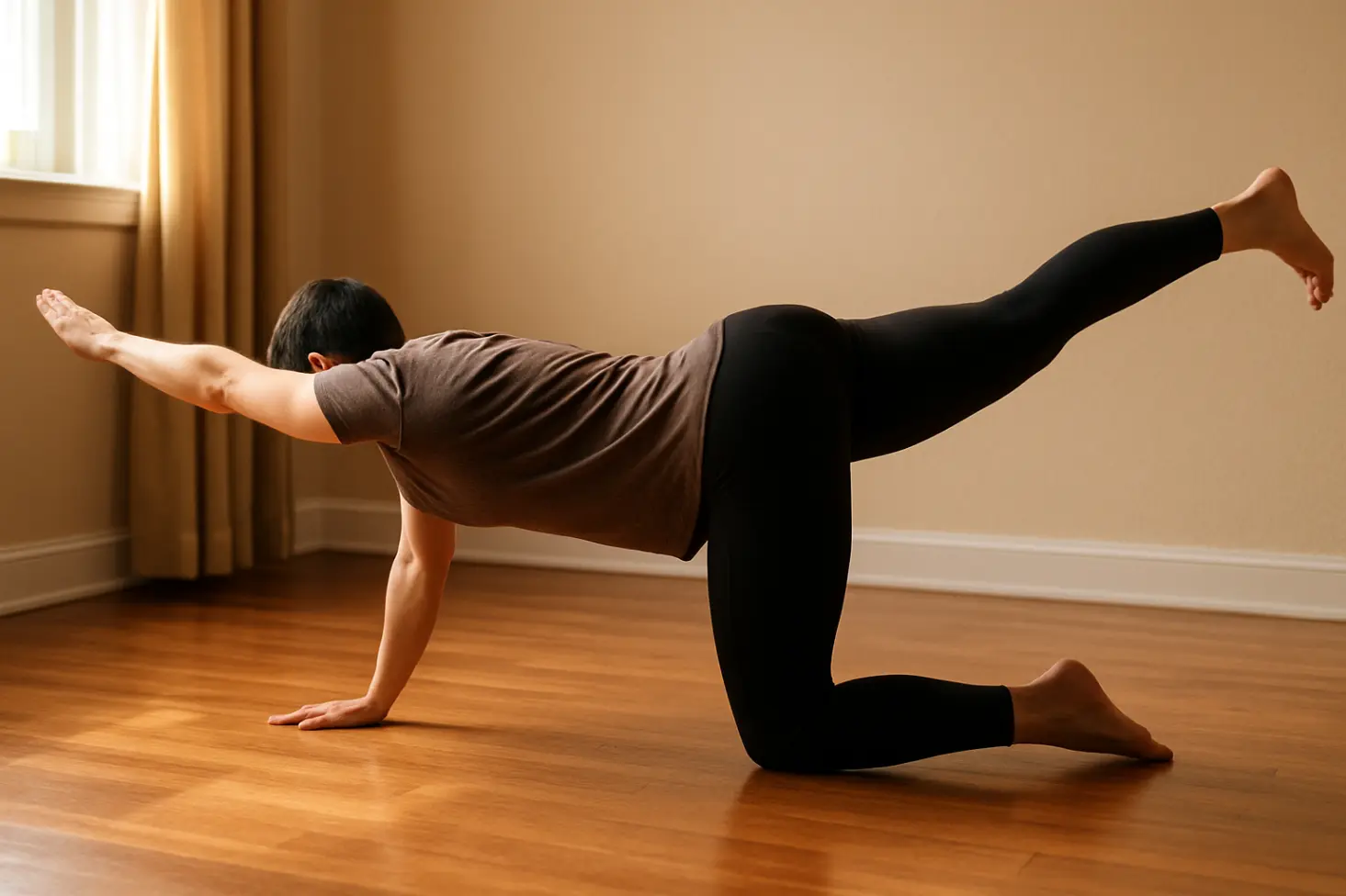 Bird-Dog (arm/leg extended level, torso stable).